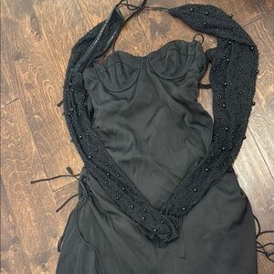 Oh Polly Black Strapless Dress